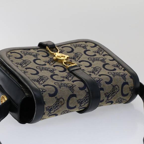 CELINE C Macadam Canvas Shoulder Bag Navy - Picture 6 of 12